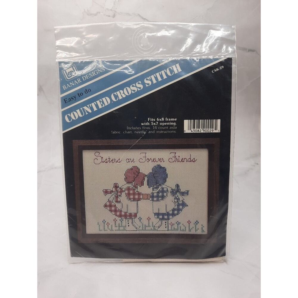 Banar Designs Counted Cross Stitch Kit Sisters Are Forever Friends CSK-29 5x7